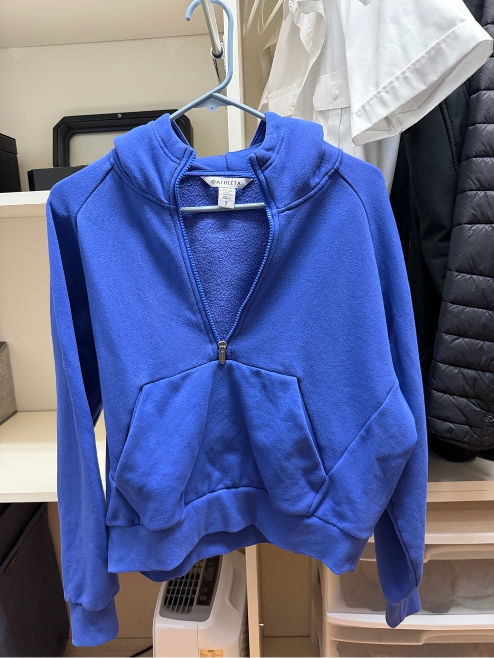 Athleta Blue Half-Zip Hoodie Jacket